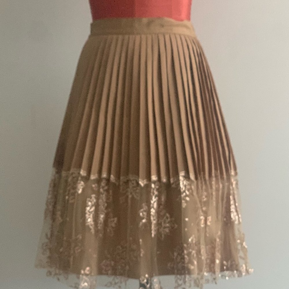 Champagne gold pleated skirt